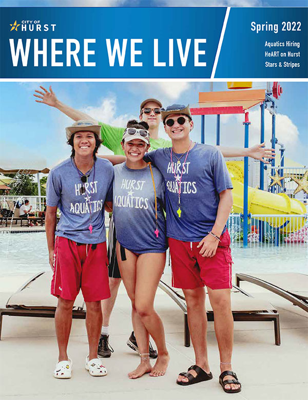 Spring 2022 Where We Live magazine cover, lifeguard at aquatics center