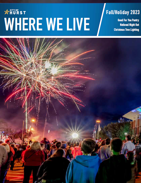 Fall 2023 Where We Live Cover showcasing the fireworks display at the Christmas Tree Lighting event