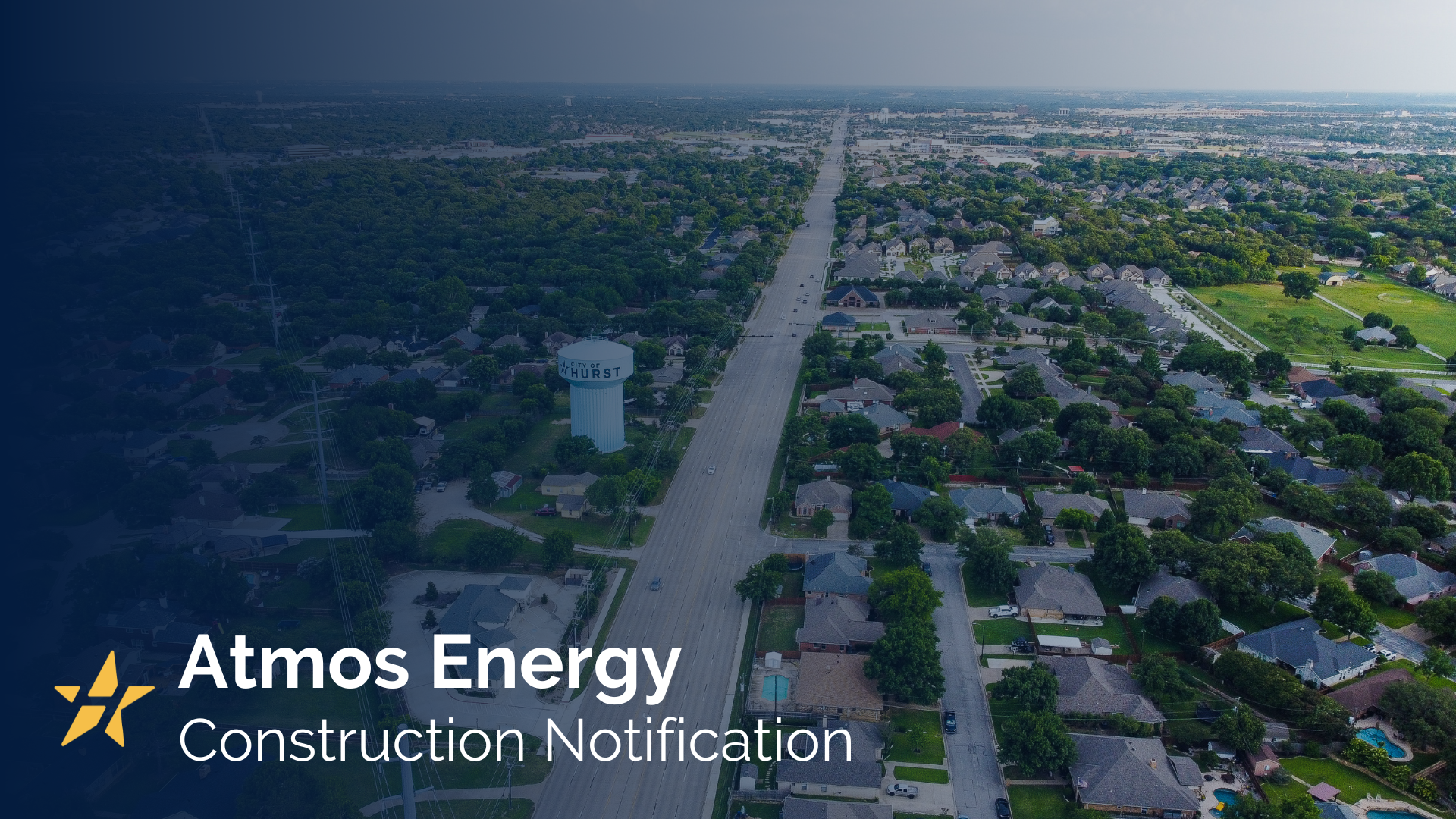 Atmos Energy construction with image of hurst neighborhoods