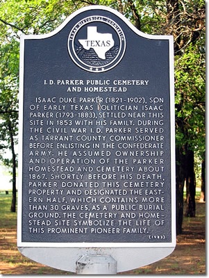 Parker Cemetery marker 1983